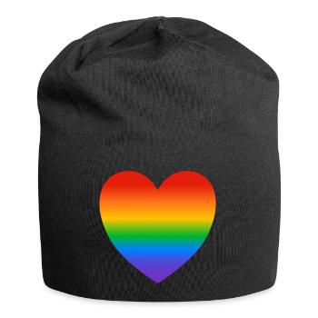 LGBT Regenbogen Stolz Herz - Jersey-Beanie - Schwarz - Vorne