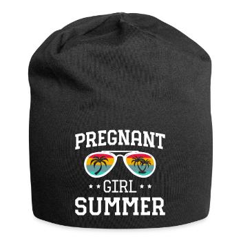 Schwangeres Mädchen Sommer Strand Schwangerschaftsankündigung - Jersey-Beanie - Schwarz - Vorne