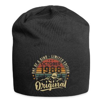 Cadeau Anniversaire | Millésime Né(e) Octobre 1988 - Bonnet en jersey - noir - Devant