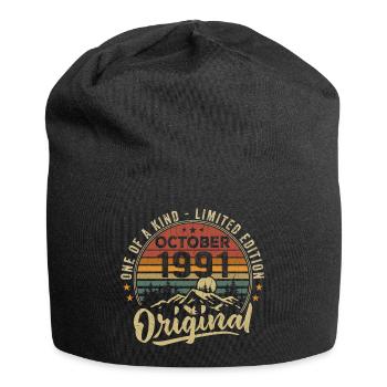 Cadeau Anniversaire | Millésime Né(e) Octobre 1991 - Bonnet en jersey - noir - Devant