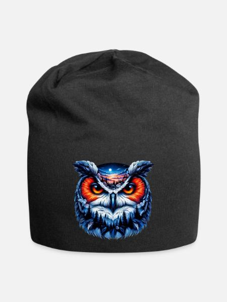 Eule - Jersey-Beanie - Schwarz