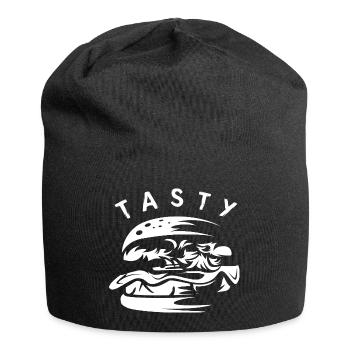 tasty burger symbol - fast food chain logo - Jersey Beanie - black - Front