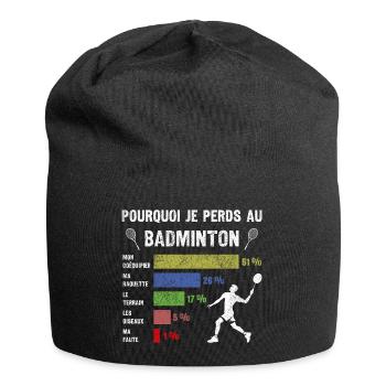 Ich kann nicht Ich Badminton Geschenkidee Humor Papa - Jersey-Beanie - Schwarz - Vorne
