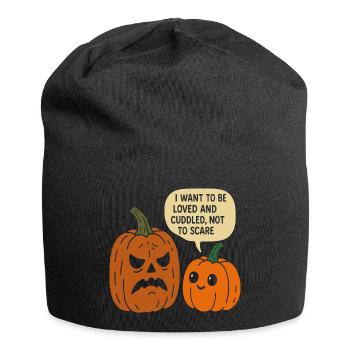 Duo de citrouilles d’Halloween câlins - Bonnet en jersey - noir - Devant
