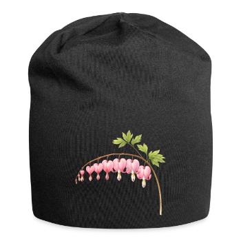 Bleeding Heart Pink Spring Flower - Jersey Beanie - black - Front