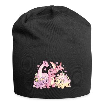 Cute Girl Dino Troop - Jersey Beanie - black - Front
