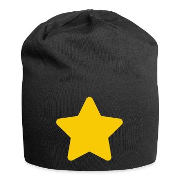 Yellow Star Accent: Simple Star - Jersey Beanie - black - Front