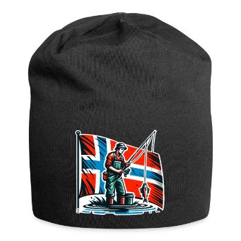 Drapeau de Norvège Angler - Bonnet en jersey - noir - Devant