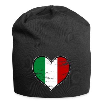 Italy Heart Flag Used - Jersey Beanie - black - Front