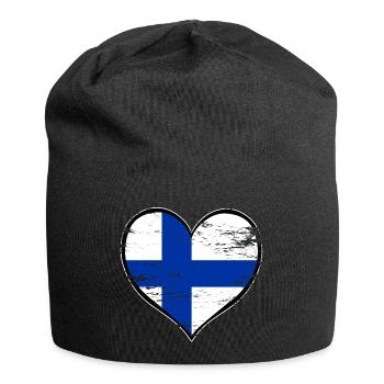 Finland heart flag used - Jersey Beanie - black - Front