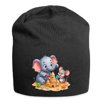 Sand Art Friendship Elephant Mouse - Jersey Beanie - black - Front