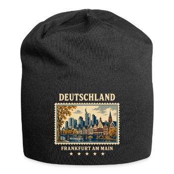 Deutschland Frankfurt Vintage Reisemarke - Jersey-Beanie - Schwarz - Vorne