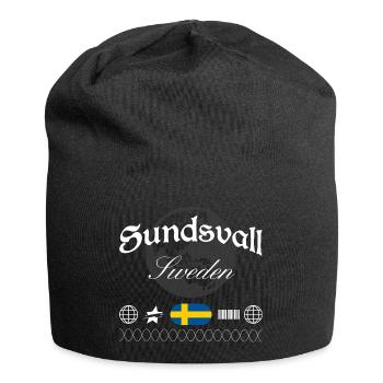 Sundsvall Sweden Streetwear Travel Souvenir - Jersey Beanie - black - Front