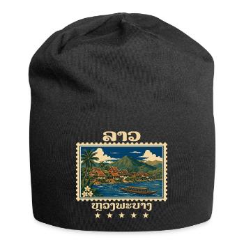 Laos Luang Prabang Vintage Travel Brand - Jersey Beanie - black - Front
