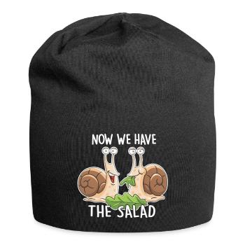 Maintenant, nous avons la salade – Des escargots drôles - Bonnet en jersey - noir - Devant