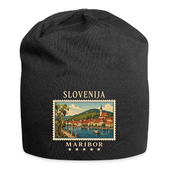 Marque de voyage vintage de Maribor en Slovénie - Bonnet en jersey - noir - Devant