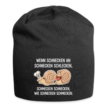 Schnecken schlecken – Lustiger Zungenbrecher - Jersey-Beanie - Schwarz - Vorne