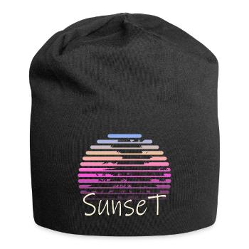 Sunset Palm Trees - Jersey Beanie - black - Front