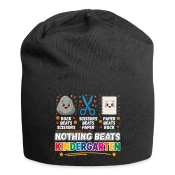 Nothing Beats Kindergarten Rock Scissors Paper - Jersey Beanie - black - Front