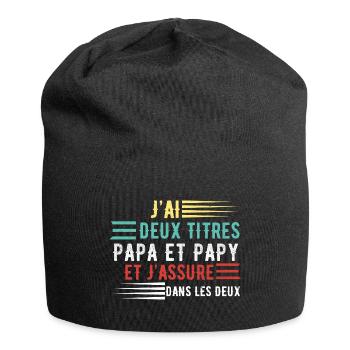 J'ai deux titres papa et papy cadeau fête des père - Bonnet en jersey - noir - Devant