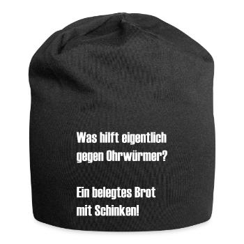 Brot mit Schinken weiß - Jersey-Beanie - Schwarz - Vorne