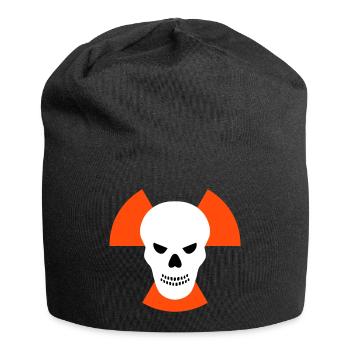 Skull with an evil eye in front of radiation warning signs - Jersey Beanie - black - Front