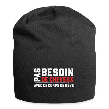 Cheveux cadeau drôle chauve calvitie humour - Bonnet en jersey - noir - Devant