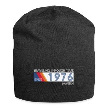 Funny Time Travel Birthday Design March 1976 - Jersey Beanie - charcoal grey - Front