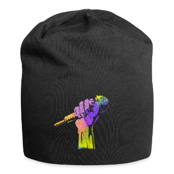 Colorful Microphone Musician Singer - Jersey Beanie - black - Front