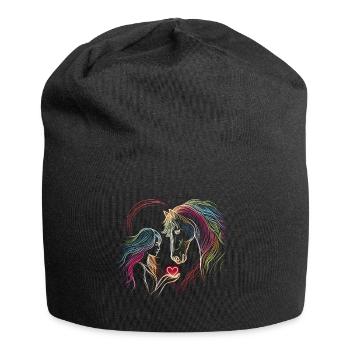 Woman Rider,Equestrian,Riding,Horse,Heart - Jersey Beanie - black - Front