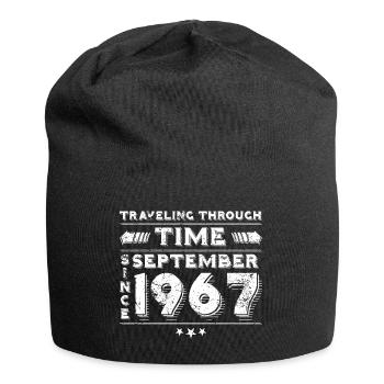 Vintage Time Travel Birthday Design September 196 - Jersey Beanie - black - Front