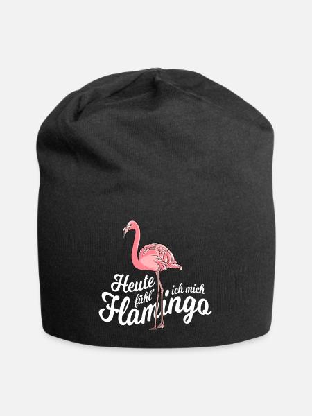 Heute fühl ich mich Flamingo (weiss) - Jersey-Beanie - Schwarz