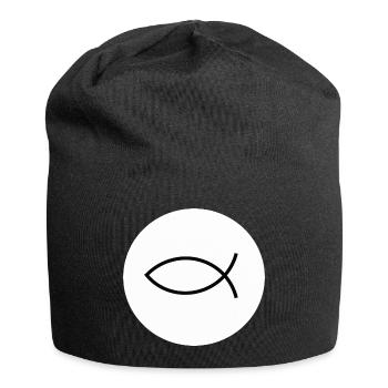 Jesus fish black white ichthys fish fish fish - Jersey Beanie - black - Front
