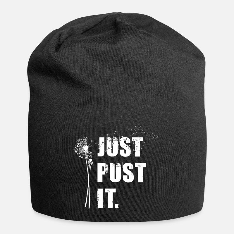 Löwenzahn - Just Pust It - lustiger Spruch - Jersey-Beanie - Schwarz