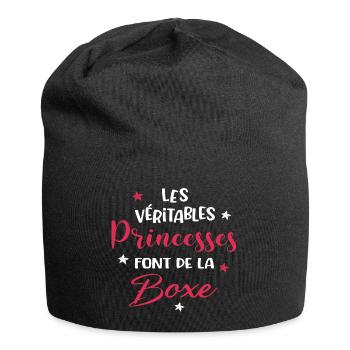 Cadeau fille femme boxeuse boxe - Bonnet en jersey - noir - Devant