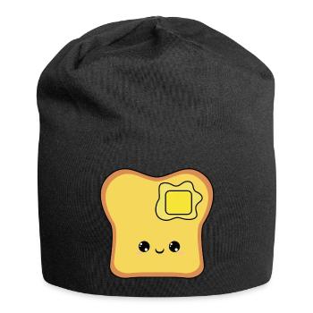 cute smiling beurre toast, beurre sucré toast - Bonnet en jersey - noir - Devant