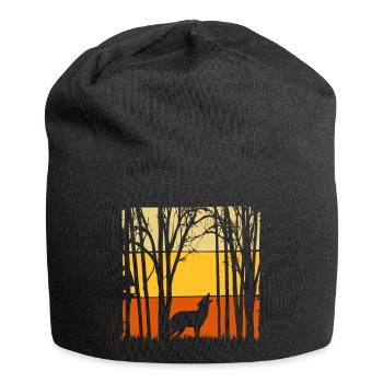 Sunset with wolf in the forest Wolves Nature - Jersey Beanie - black - Front