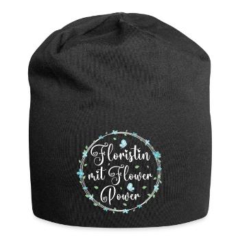 Floristin mit Flower Power - Jersey-Beanie - Schwarz - Vorne