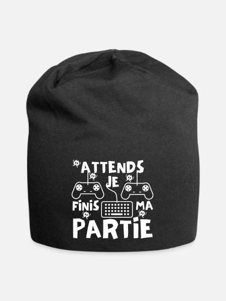 Attends je finis ma partie - Bonnet en jersey - noir
