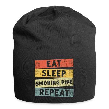 Eat Sleep Smoking Pipe Repeat, Humor Smoking Pipes - Jersey Beanie - black - Front