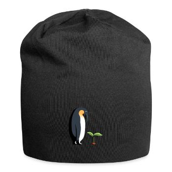 Penguin with plant - Jersey Beanie - black - Front