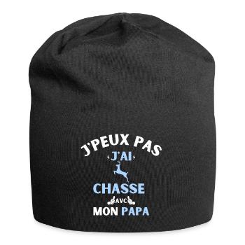 j peux pas j ai chasse avec mon papa - Bonnet en jersey - noir - Devant