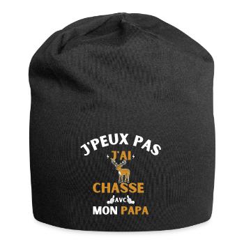 j peux pas j ai chasse avec mon papa - Bonnet en jersey - noir - Devant