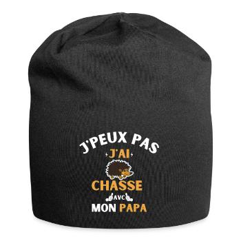 j peux pas j ai chasse avec mon papa - Bonnet en jersey - noir - Devant