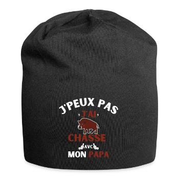 j peux pas j ai chasse avec mon papa - Bonnet en jersey - noir - Devant