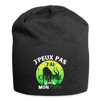 j peux pas j ai chasse avec mon papa vintage - Bonnet en jersey - noir - Devant