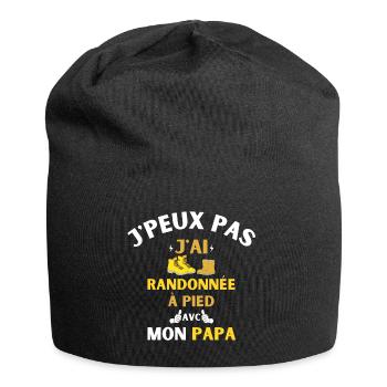 J'Peux Pas J'Ai Randonnée à pied avec mon papa - Bonnet en jersey - noir - Devant