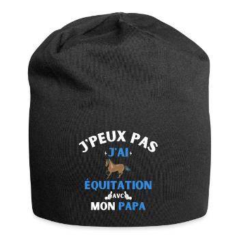J'Peux Pas J'Ai équitation avec mon papa - Bonnet en jersey - noir - Devant