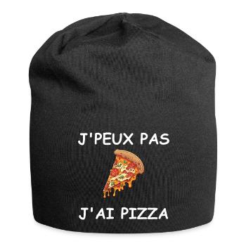 Je peux pas j'ai pizza - Bonnet en jersey - noir - Devant