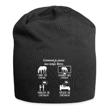 Cheval temps libre cadeau cheval - Bonnet en jersey - noir - Devant